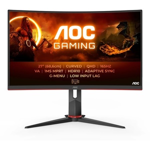 CQ27G2S/BK - AOC CQ27G2S/BK - 27" QHD incurvé 1500R 16:9 1ms 165Hz VA Adaptive Sync - 2x HDMI et DP