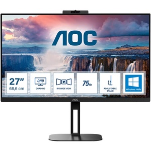 Q27V5CW/BK - AOC Q27V5CW/BK - 27" QHD 16:9 1ms IPS webcam - 2x HDMI, DP et USB (DP alt mode et PD 65W)