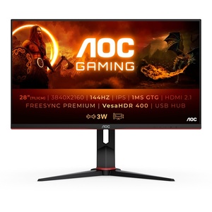 U28G2XU2/BK - AOC U28G2XU2/BK - 28" UHD 4K 16:9 1ms 144Hz IPS FreeSync Premium - 2x HDMI et 2x DP