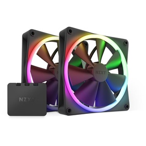 RF-R14DF-B1 - NZXT F140 RGB Matte Black - Pack de 2 ventilateurs 140mm noir mat avec contrôleur RGB