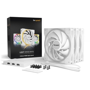 BL103 - be quiet! Light Wings White 140mm PWM high-speed - Pack de 3 ventilateur 140mm blanc avec contrôleur